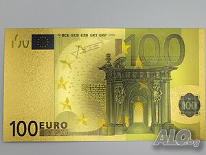 Златиста банкнота от 100 евро - идеален сувенир или подарък!