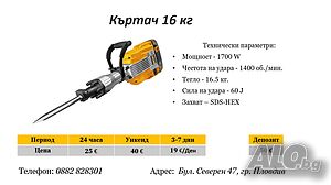 Къртач 16 кг под наем