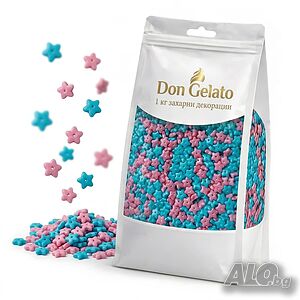 Захарни звезди за украса розови и сини - Star Baby микс