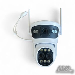 Двойна IP камера с двойна леща 10 zoom зум WiFi iCSee безжична камера 10MP