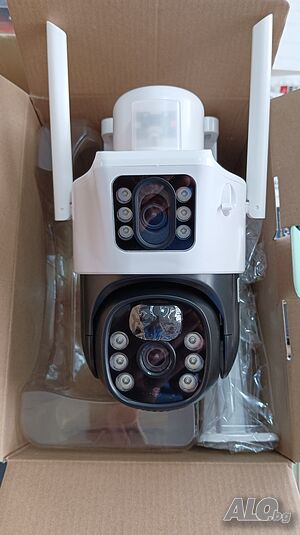 Двойна Соларна безжична водоустойчива камера WIFI 10MP LED осветяване