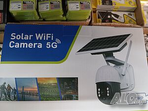 Соларна безжична въртяща се водоустойчива камера WI FI 5MP проследяване на движение LED осветяване