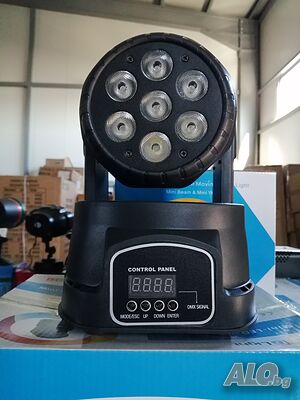Украса,mini moving head 7 led лед въртяща се глава, диско ефект, сценично осветление ефект