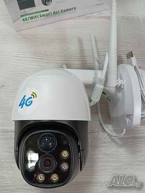 Соларна безжична въртяща камера 4G 5MP работи с СИМ SIM карта интернет мобилни данни от тел. опер