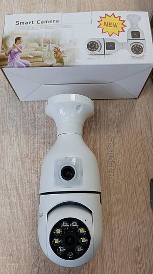 WiFi безжична въртяща се двойна IP камера за фасунга тип крушка лампа FULL-HD 1080P нощно виждане