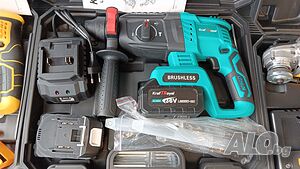 Безчетков Акумулаторен перфоратор къртач бормашина 36V 8Ah 2 батерии + куфар