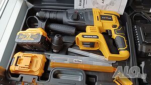 Безчетков Акумулаторен перфоратор къртач бормашина 36V 8Ah 2 батерии куфар