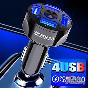 Универсално USB зарядно за кола с 4 порта 12V-24V Quick Charge 3