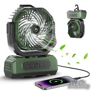 Вентилатор с батерия, LED светлина и дистанционно