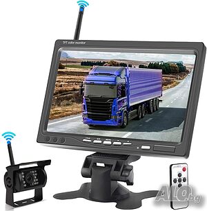 Безжична камера за задно виждане с 7” TFT LCD монитор, 12V/24V, нощно виждане, IP67 - за камион, бус