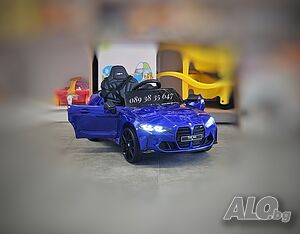 ТОП ЦЕНА! НОВО! Акумулаторна кола BMW M4 с 12V, меки гуми, кожена седалка