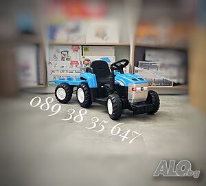 ТОП ЦЕНА! Акумулаторен трактор с ремарке Dallas BLUE с 12V батерия