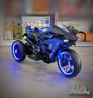 ТОП ЦЕНА! НОВО! Акумулаторен мотор с 3 гуми Ninja BLUE с 12V батерия,LED,USB