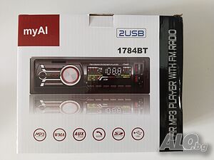 Авто радио, AUX, USB, SD, Bluetooth, 4 x 45W, Часовник, LED дисплей, Дистанционно, Черен