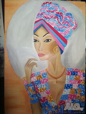 картина жена - рисувана с маслени бои
