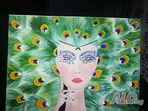 картина жена -ръчно рисувана с маслени бои