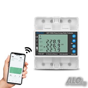Трифазен WIFI смарт електромер с множество защити Tuya Smart Life 380V 80А