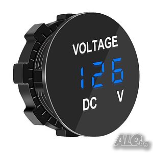 Водоустойчив цифров волтметър 12 - 24V, син цвят