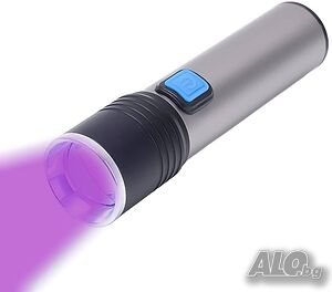 UV фенерче с плътна лилава светлина, алуминиев корпус и презареждаема батерия
