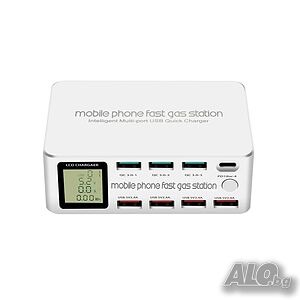 Бързо зарядно устройство 100W с 4 порта Type-A, 3 порта QC 3.0 и 1 порт PD4