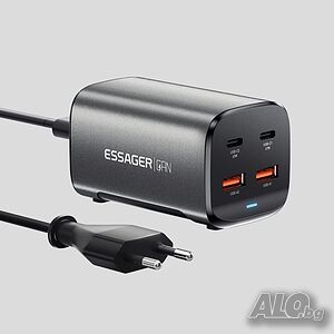 Бързо зарядно за телефон GaN, 67W, 2x USB-А, 2x USB-C