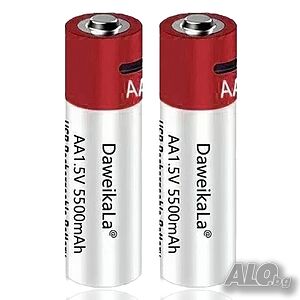 Презареждаема li-ion батерия АА 1.5V, 5500mAh, USB Type-C, 2бр.