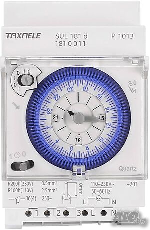 Аналогов механичен таймер 220V с 15 минути интервали 24h за DIN шина