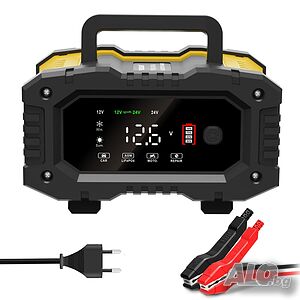 Автомобилно интелигентно зарядно устройство за батерии 12V/10А, 24V/5А за AGM, GEL, Lead-Acid, LiFeP..