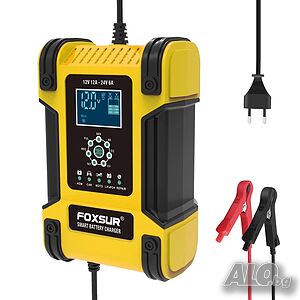 Автомобилно интелигентно зарядно устройство за батерии 12V/12А, 24V/6А за AGM, GEL, Lead-Acid, LiFeP..