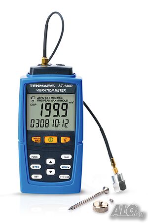 Виброметър с голям обхват 10Hz-5KHZ, 1 сензор, запис на данни