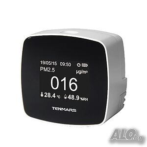 PM 2.5 Монитор, US AQI, CN AQI, влагомер, температура, дата и час, сертификат за калибрация