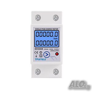 Монофазен електромер 80А, еднотарифен, KW/h, V, A, Честота, Фактор на мощността, W