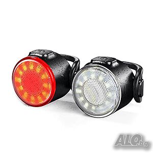 Комплект LED светлини за велосипед, Водоустойчиви, Кръгли, USB, ZH-068