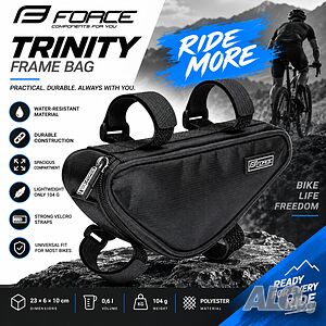Чанта за рамка на велосипед FORCE TRINITY, 0,6 л, Компактна, Черна