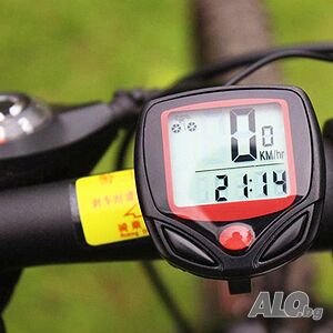 Велокомпютър с 9 функции, Водоустойчив, Жичен, LCD дисплей 45х45мм