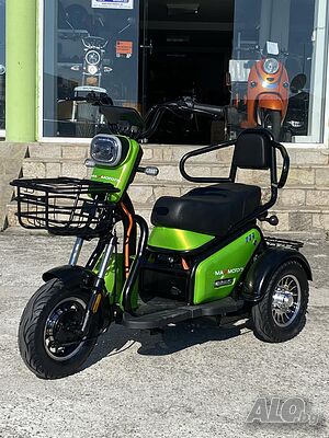 MaXmotors Двуместнa електрическa триколкa Pudding 1800W-48V-20Ah ЗЕЛЕНА
