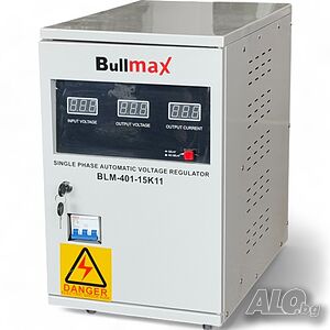 Монофазен Servo автоматичен стабилизатор за ток и напрежение Bullmax 15000VA/12000W с колелца