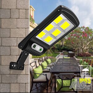 1200W соларна лампа със 96 COB LED диода с 3 режима, дистанционно, сензор за движение и фотоклетка