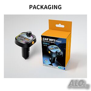 C28 CAR Bluetooth FM трансмитер - 3.1 А, 7 LED светлини, 2xUSB + TYPE C