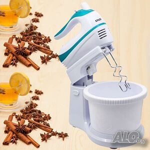 Миксер с купа, 500W, 5 скорости, Бял/ Син
