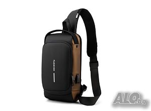 Мъжка чанта за през рамо, Crossbody, с USB поддръжка за зареждане, джоб против кражба, водоустойчивa