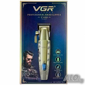 Професионална машинка за подстригване VGR V-036 с мощен мотор, титаниеви ножове и батерия 2600mAh