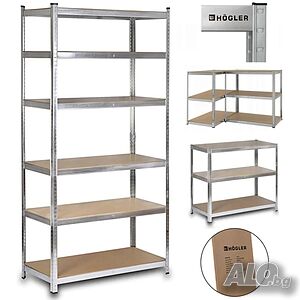 Професионален метален стелаж HÖGLER 222x110x50 см - 6 Рафта, до 1050 кг, регулируема височина