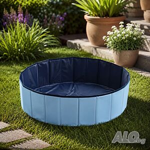 Сгъваем охлаждащ басейн за кучета 60x20 см - Здрав PVC, без надуване, за къпане, игра и разхлаждане