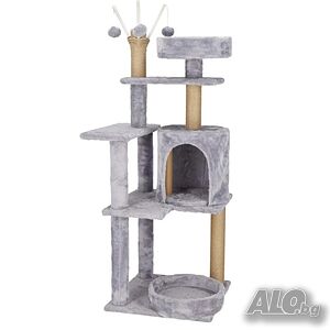 Голяма катерушка за котки XL 127 см - Драскалка с къщичка, легла и 5 нива