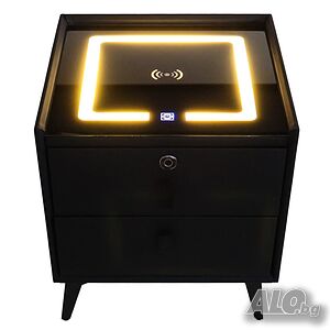 Черно смарт нощно шкафче с пръстов отпечатък