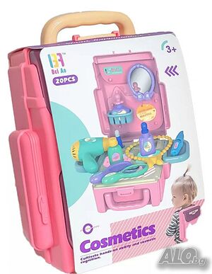 Мини козметична раница играчка за грим 20 части за момичета