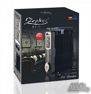 Радиатор, 2500W,11 ребра, 3 степени, Поставка за дрехи, Регулируем термостат