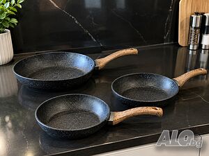 Комплект 3 тигана с каменно незалепващо покритие - 20 / 24 / 28 см