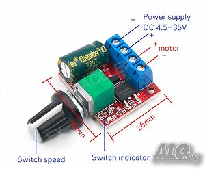 Мини регулатор на обороти за постоннотоков двигател до 90W